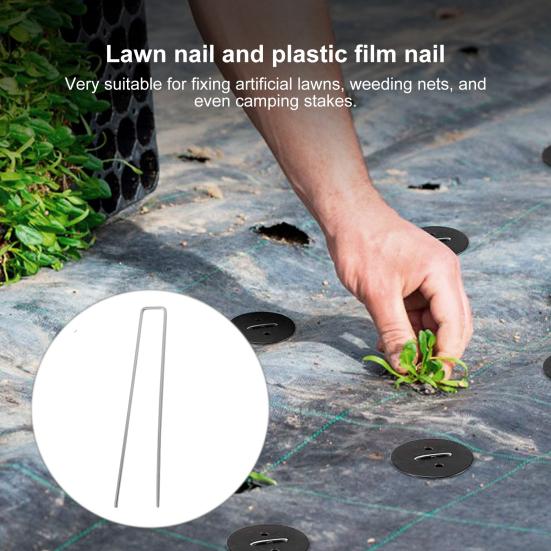 100 Stück Landschaftsklammern Verzinkter Stahl für Geotextil Rasen Terrasse Erdanker U-förmige Stifte Landschaftsgewebe