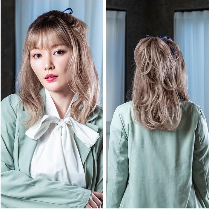 Priscilla Hat Wig Fit Daisy Wave Midi BO-16 Wig TDMT/Heat Resistant Dusty Milk Tea