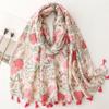 Floral Print Shawl Scarf Tassel Fringe Hijab Scarf Warm Neckerchief  for Women