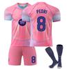 Adolescentes Crianças Adultos Nome Personalizado Uniformes de Futebol 25/26 Barça Rosa #8 PEDRI Conjunto de Camisa de Treino Esportivo com Meias