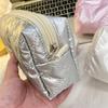 Korean Style Silver Cosmetic Bag Bow Small Item Bag Creative Stuffed Cotton Storage Bag  Women
