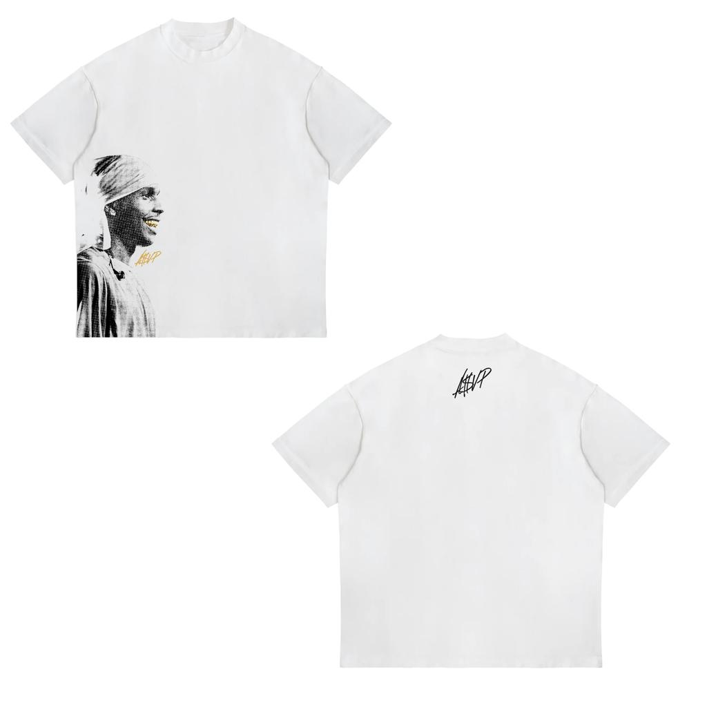 2026 Fashion New ASAP Rocki Short Sleeve Tshirt Pop Street Wear Unisexs and Womens Luxury Tshirt AAP Portrait Casual Havana