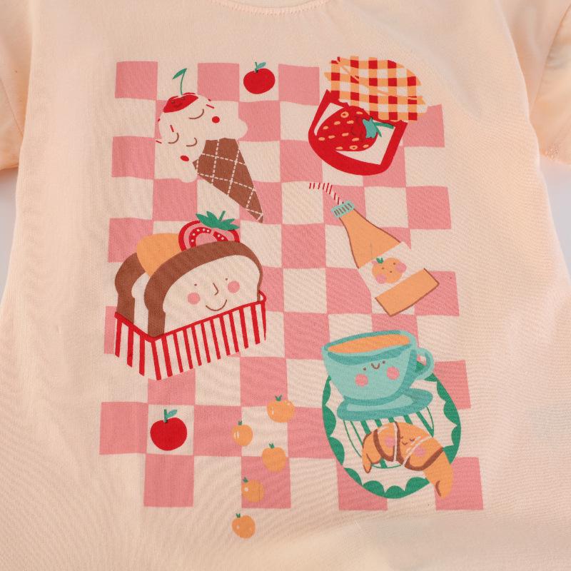 Children's Striped Flare Pants & Short Sleeve T-Shirt Set for Spring/Summer