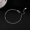 Bling Glitter Simple Thin Dainty Rose Gold Color 925 Sterling Silver Adjustable Bracelet For Women Luxury Jewelry Korean Dainty