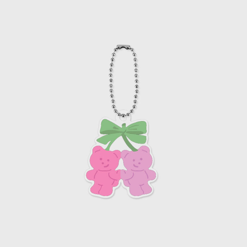 pink cherry ribbon gummy acrylic keyring Single product