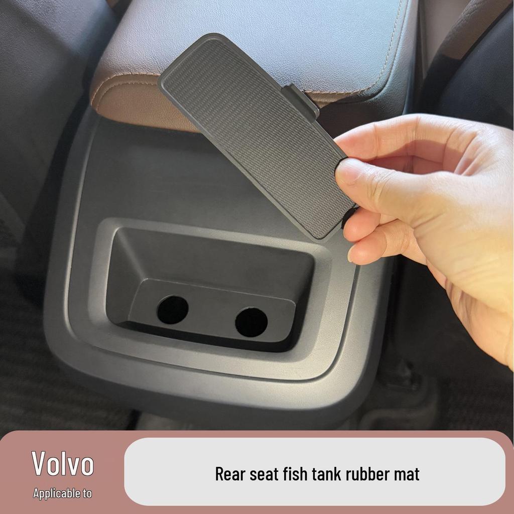 Boîte d'accoudoir arrière pour aquarium en caoutchouc Volvo pour XC60, XC90, V60, V90, S60 - Tapis de fond pour porte-gobelet (Numéro de la pièce. 31389183)
