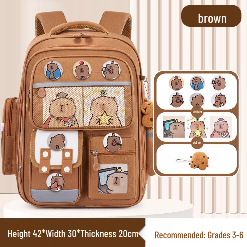 Kids' Lightweight Backpack with Spine Protection for Grades 1-6, Large Capacity, Ideal for Boys and Girls