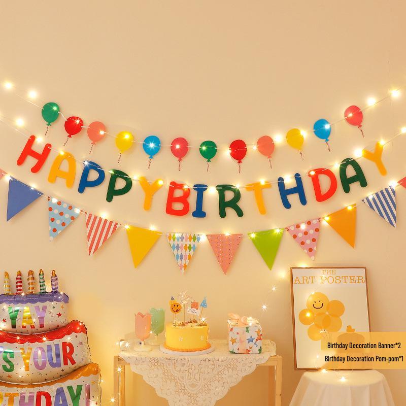 Erster Geburtstag Banner mit Pompon Girlande für Kinder - Foto Hintergrund und Party Dekoration