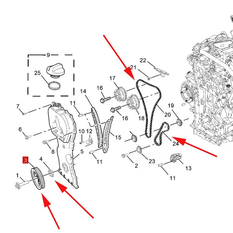 For SAIC MG RX8 Front Crankshaft Oil Seal Crankshaft Belt Turbine Oil Pump Drive Chain Timing Drive Chain 10468612 30026211