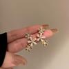 1 Pair Stud Earrings for Women, Micro-Paved Cubic Zirconia Flower Design Ear Studs, Jewelry Gift for Daily Wear