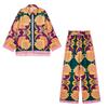Export Beautiful European American Summer New Pocket Decoration Print Casual Shirt Print Pants Suit
