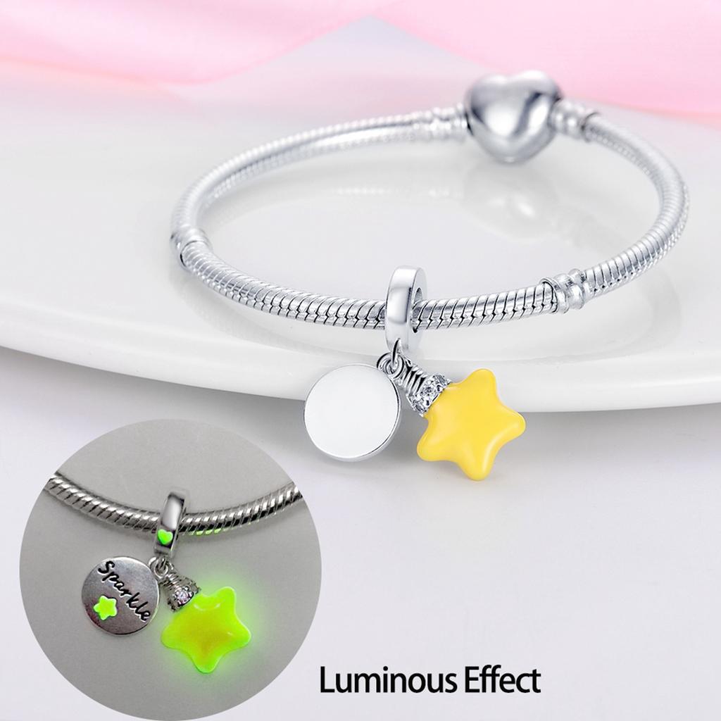 Fashion 925 Sterling Silver Luminous Change Color Animal Star Charms Beads Pendant Fit Necklace Bracelet Jewelry Women
