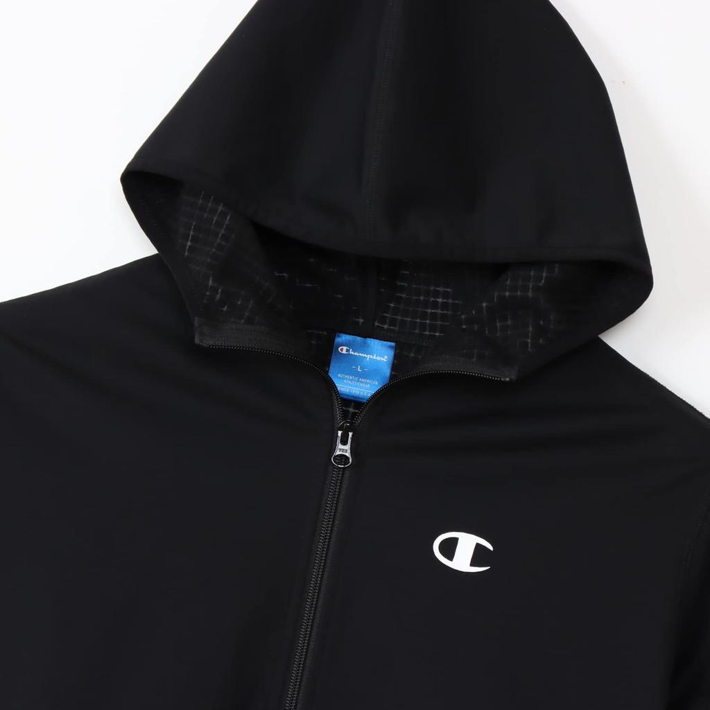 Long Water One Point Full Zip M [Champion] Oberbekleidung, Ärmel, Stretch, Feuchtigkeitsspendend, Wasserabweisend, Winddicht, Logo, Kapuzenpullover, Herrensport, C3-YS103,