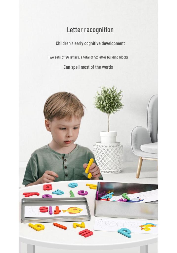 Magnetic Alphabet Spelling Game: Children's Educational Wooden Toy for Early Learning.