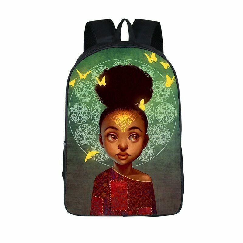 Afro-Afrikanische Schönheit Schwarze Prinzessin Wasserdichter Schulrucksack Mit Verstellbaren Schultergurten