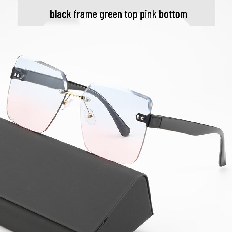 High-End Frameless Women's Sunglasses: Sun Protection, Anti-UV, Slimming Design