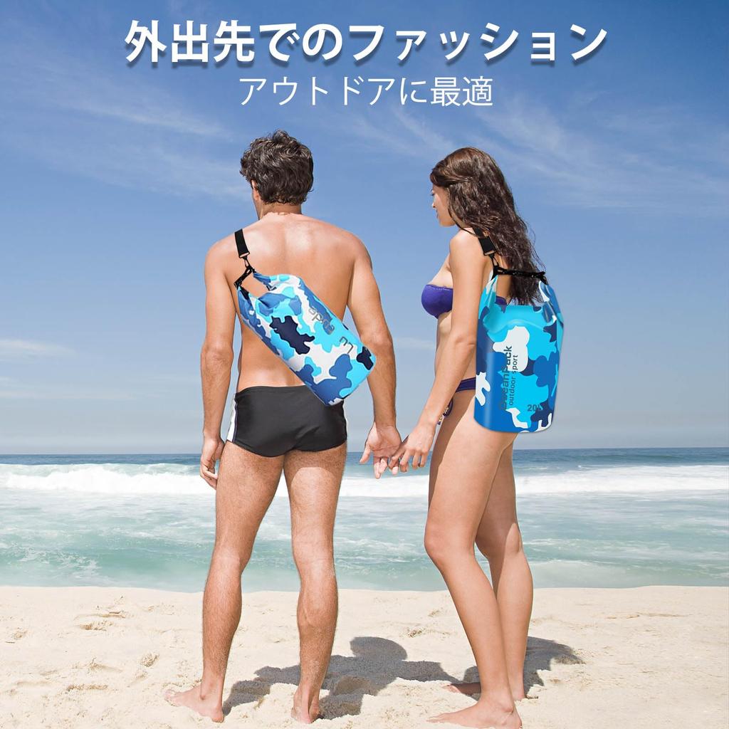ANDCHI Waterproof Dry Waterproof Waterproof and 20L for Outdoor Activities Such As and Camouflage Blue Bag, Pouch, Backpack, Foldable, Lightweight,