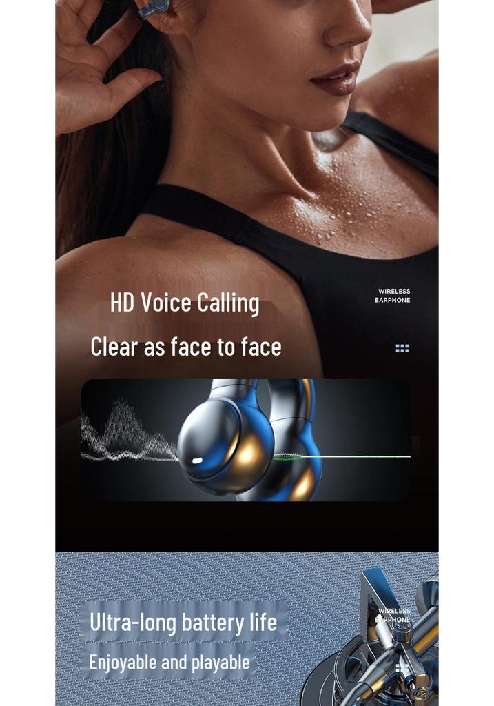 M47 Bone Conduction Clip-on Bluetooth Earphones, Non-In-Ear, Sports, Digital Display, Long Battery Life, True Wireless 5.4.