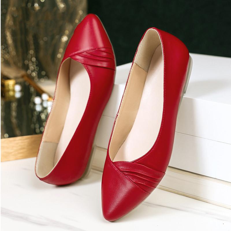 Women Shoes Casual Genuine Leather Spring  New Soft-soled Lightweight Mother Shoes Large Size 35-43 Flat Shoes For Ladies