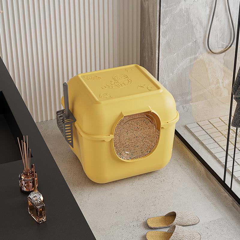 Fully Enclosed Large Flip-Top Cat Litter Box with High Walls - Anti-Splash, Easy to Clean
