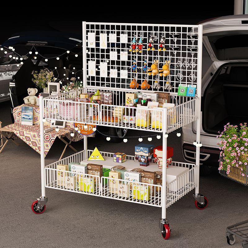 Foldable Ethnic Style Iron Flower Cart for Street and Night Markets