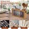 4 Compartments Countertop Utensil Holder Wood Kitchen Storage Box Spatula Chopsticks Spoon Fork Storage Holder Cutlery Organizer