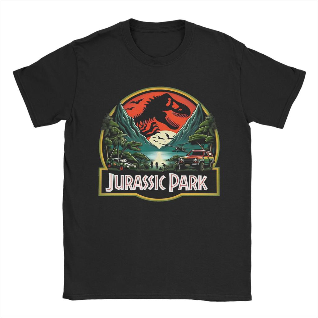 Men Women's Blue Jurassic Park Logo T Shirt  Cotton Clothing Awesome Short Sleeve Round Neck Tee Shirt Adult T-Shirt