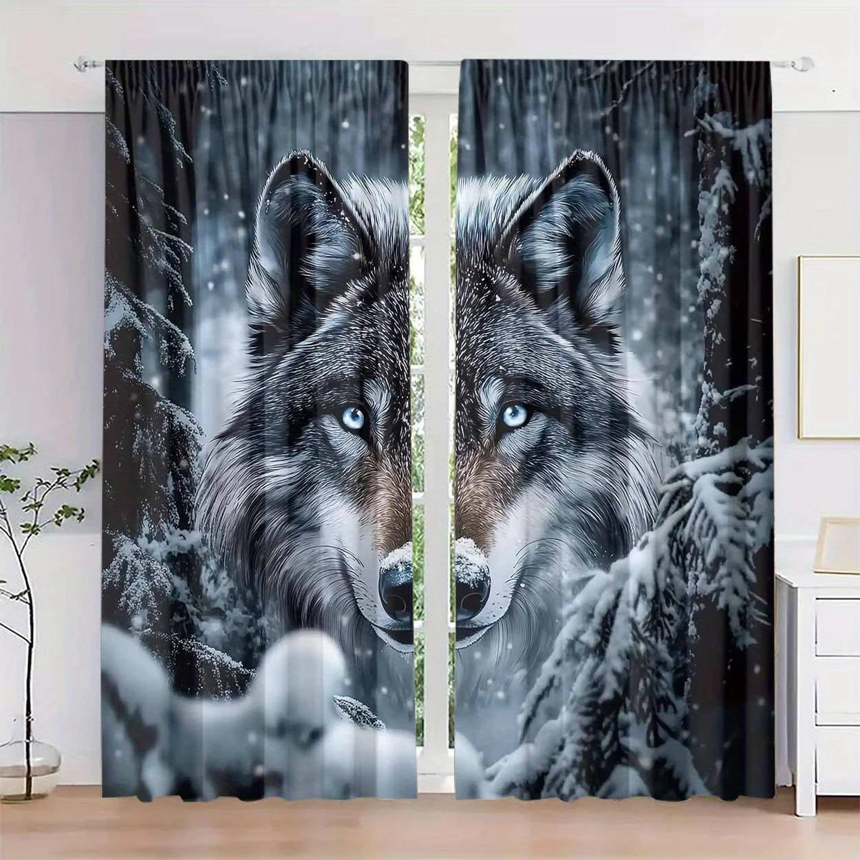 

Шторы с принтом Снежный Волк высокой четкости, шторы с кулиской, украшение для дома, украшение комнаты 29Wx64L(75x166CM)x2