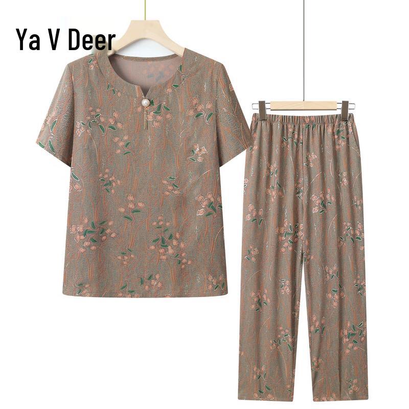 Yalu Women s Ice Silk Short-Sleeve Two-Piece Summer Set 5XL