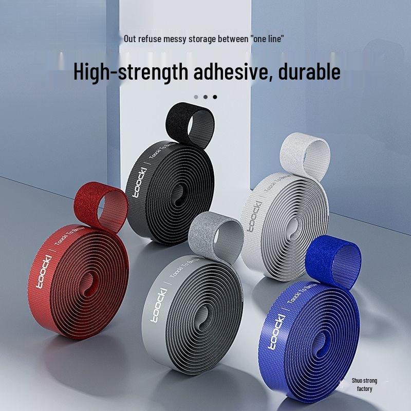 Hook & Loop Self-Adhesive Cable Organizer - Wall-Mounted Cord & Wire Ties