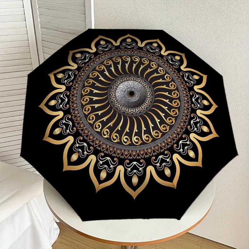 

1pc Golden Mandala Pattern Umbrella with Plastic Handle,Suitable for All Seasons Home Travel Outdoor UmbrellaDD1408
