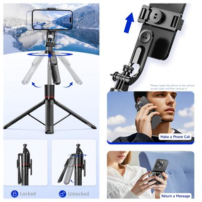 2025 New Multifunctional Design 1.7M Wireless Convenient Remote Control Selfie Stick Tripod Foldable Stand Smartphone Stand