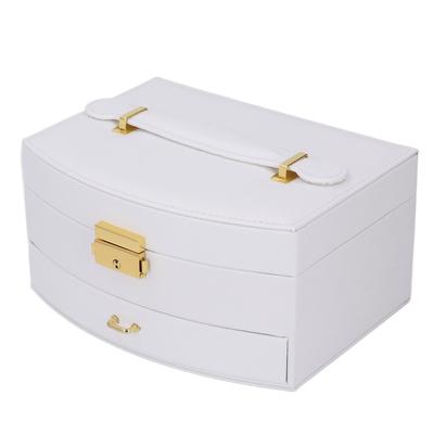 Double Layer Jewelry Box Women Storage   Large Capacity Lockable Drawer Type Jewelry
