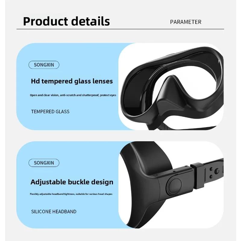 Diving Mask Can Be Configured with Eye Degree Mask Eyeglasses Scuba for Snorkeli with Tempered Glass LensesHD Wide View Antifog