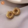 Metal wind round geometric earrings niche simple versatile stud earrings ins fashion high-end earrings