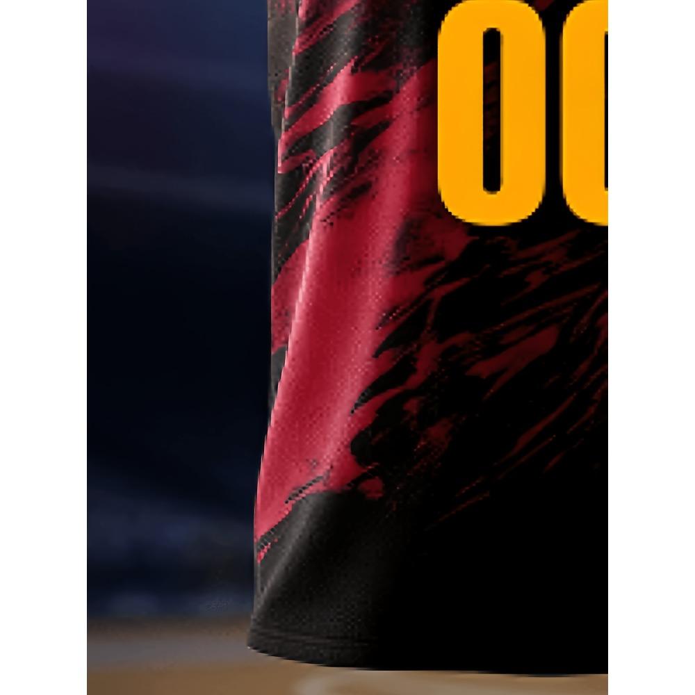 No. 00 Basketball Jersey - Black and Red Abstract Jersey, Suitable for Daily Wear and Team Uniforms In Sports Competitions