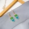 Fun Cartoon Asymmetrical Oil Drop Earrings, Guochao Panda Animal Fruit Earrings, Cute Mushroom Leaf Earrings