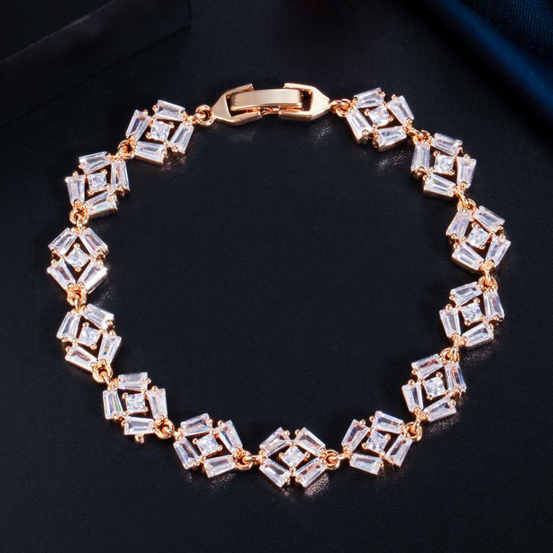 Brățară cu lanț geometric din zirconiu cubic de înaltă calitate WWJ