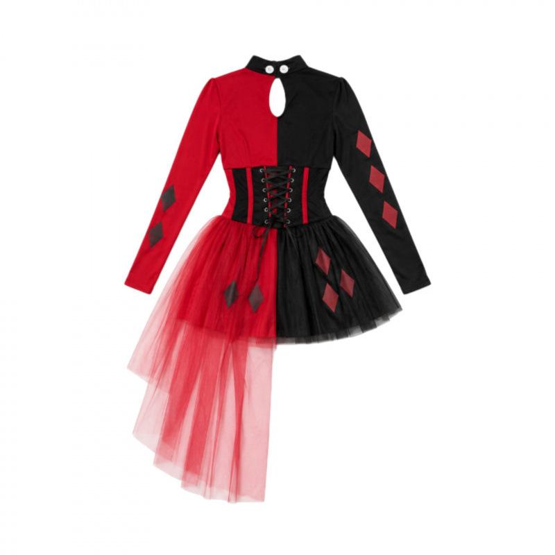 Halloween adult female circus clown cos costume, cosplay costume clown female stage performance costume