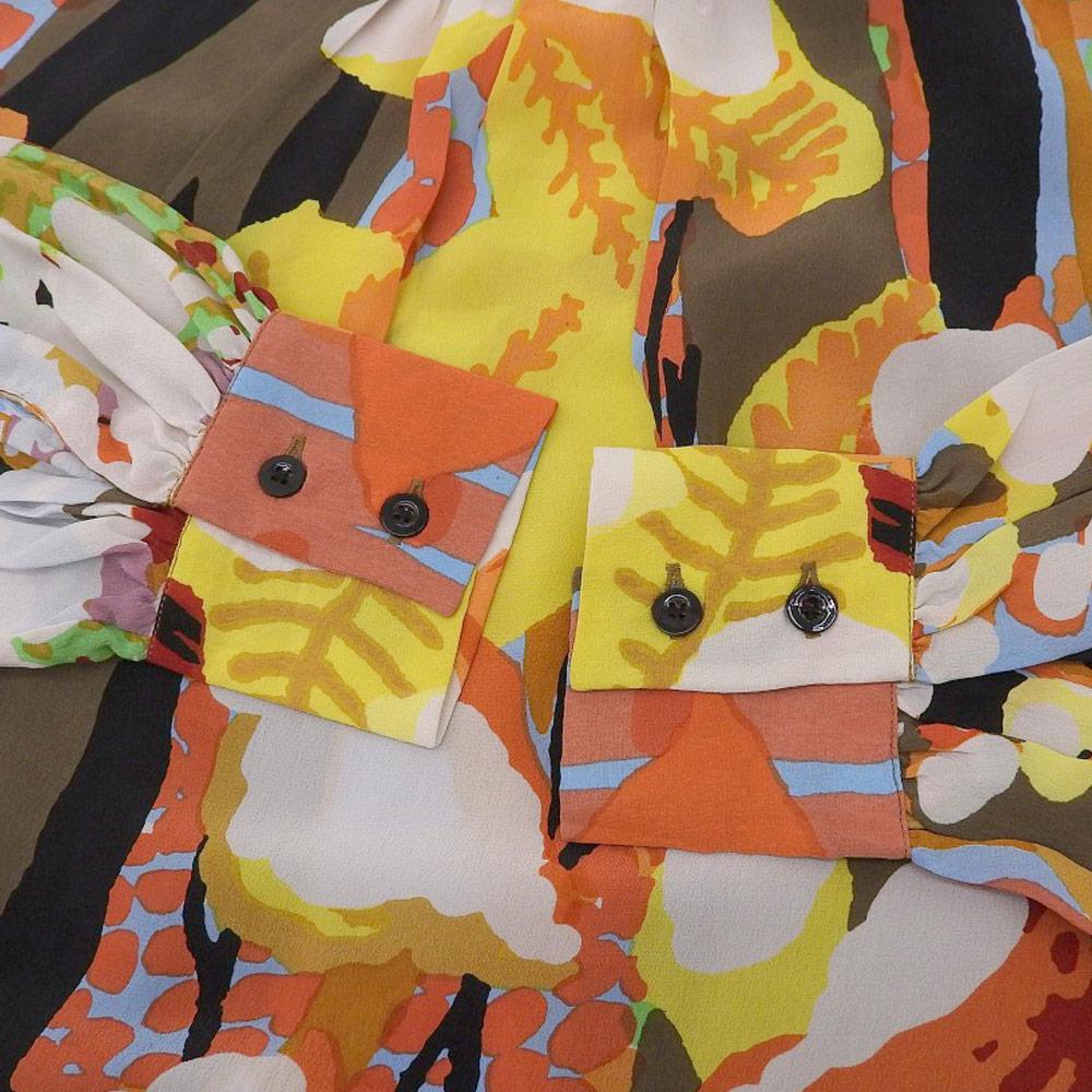 Mii Mil Me EN FORET Silk All-over Print Stand Collar Blouse Tops Women's Multicolor S Tops S multicolorUsed