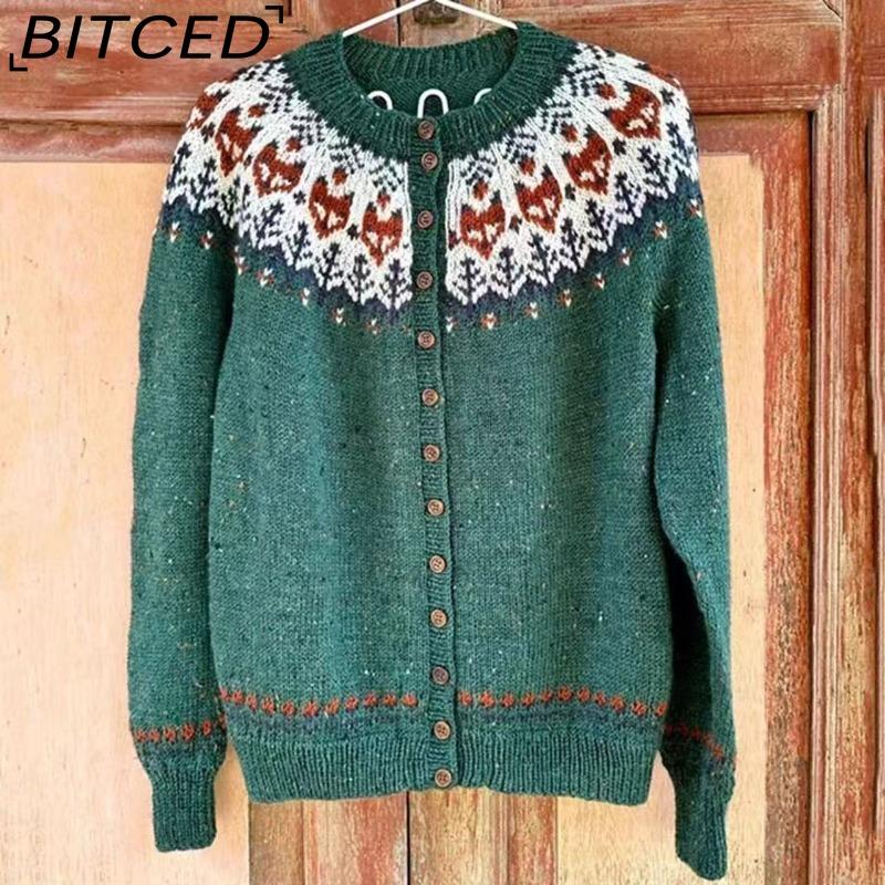 BITCED Women's Cardigan Sweater - Color-Blocked Oversized Knit Top