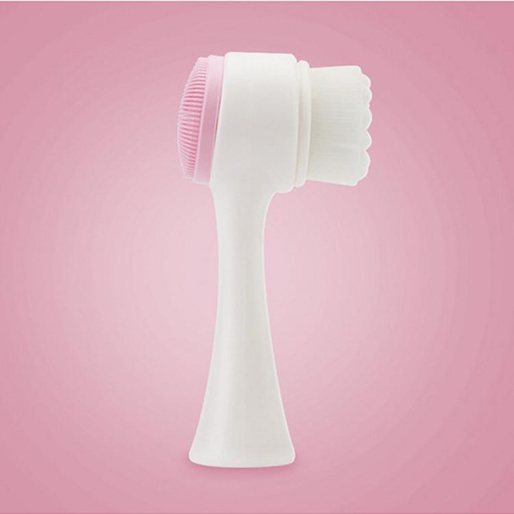 

Silicone Facial Cleanser Brush - Soft Bristle, Double-Sided for Cleansing and Massage рожевий/білий