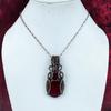 Faceted Kashmir Ruby Real Gemstone Pendant Copper Wire Wrapped Handmade Jewelry