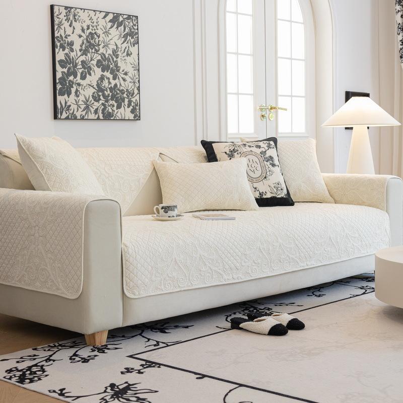 Cream Style Sofa Cushion Simple Modern Cushions Seat Cushions Non-Slip Sofa Cover Four Seasons Universal Cotton Cover Towel Leather