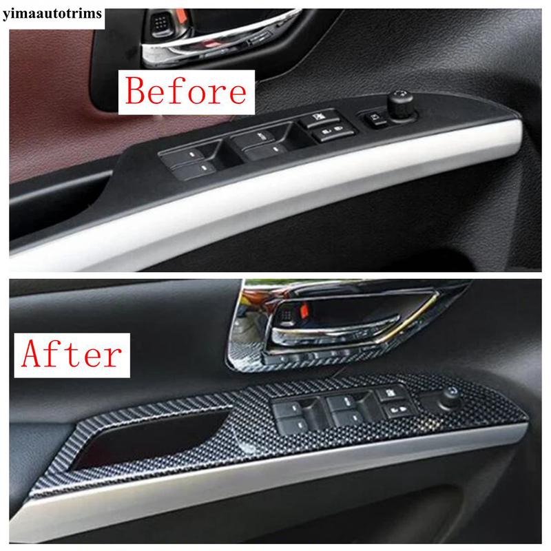 Armrest Window Glass Lift Button Panel Cover Trim Fit For Suzuki Sx4 s-cross 2014 -  Carbon Fiber Look Accessories Interior