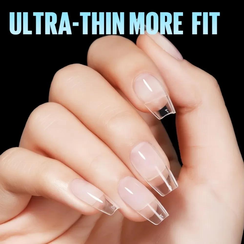 120Pcs Semi Matte Nail Patches Transparent Full Stick Ultra-Thin And Traceless Wearable Fake Nail Extension For Home Diy Salon