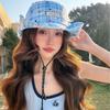 Fresh and Simple Plaid Hat, Two-way Wear Fisherman Hat for Women, Spring and Summer Travel Large Brim Sun Hat, Outdoor Sun Protection Hiking Hat