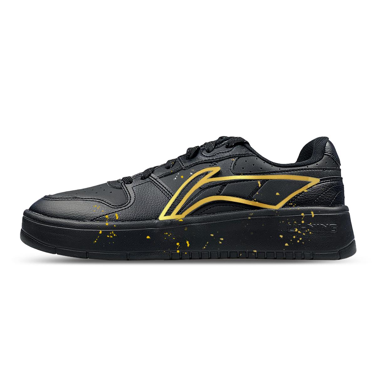 Li Ning Sycee V2 Нескользящее Покрытие Устойчивое к Истиранию Низкие Скейтбордические Кроссовки Мужские Черно-Золотые AGCU515-5(Команда652-) 40