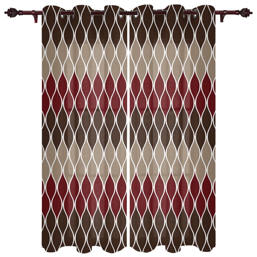 Geometric Blue Grey Medieval Print Window Curtains for Living Room Kitchen Curtain with Valance Kids Room Home Decor