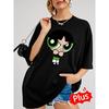 Taglia europea, T-shirt Grafica THE POWERPUFF da Donna, Maglietta Casual a Maniche Corte con Girocollo, Lavabile in Lavatrice